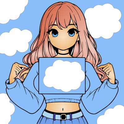 girl holding a blank sign in a long sleeve crop top