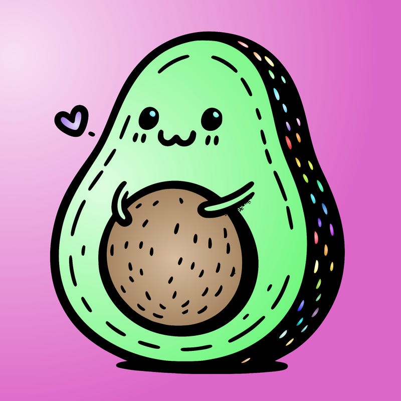 an avocado hugging an avocado