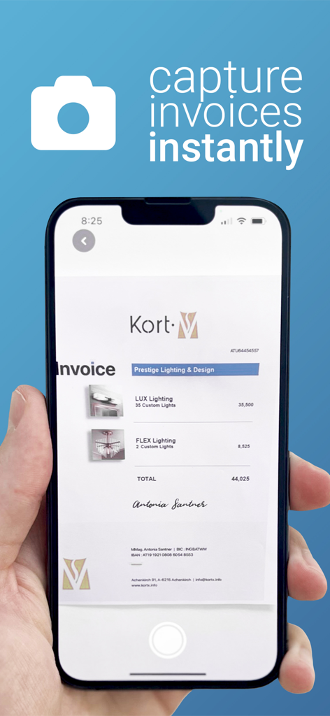 inBuild - A person using the inBuild app on an iPhone to capture and scan a paper construction invoice instantly