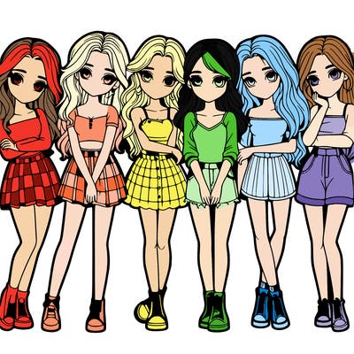 a group of girls realistic