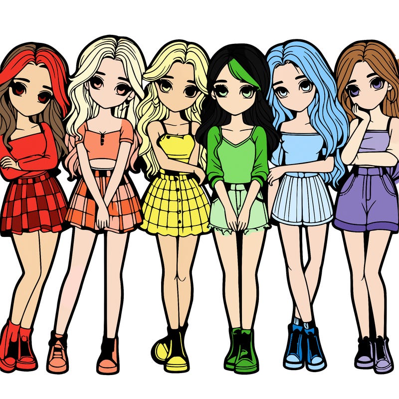 a group of girls realistic