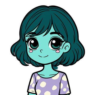 girl with short hair and blue eyes