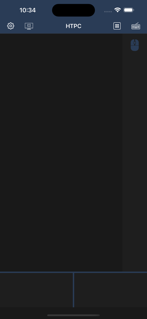 VMouse - VNC Remote Mouse - VMouse app interface showing the trackpad and mouse buttons for HTPC control
