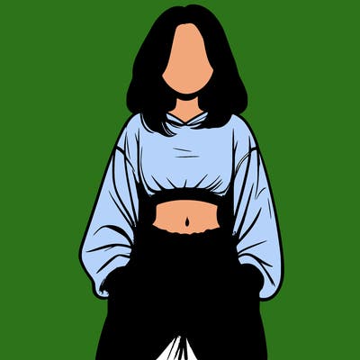 realistic girl faceless with baggy pants and a crop top