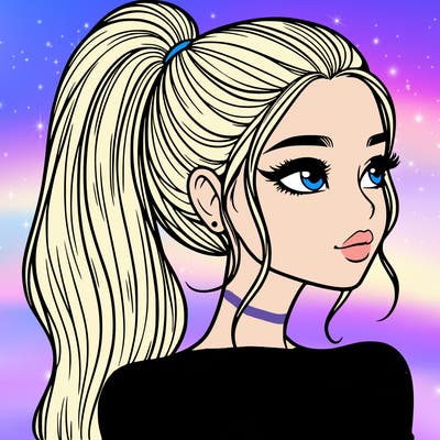 a beautiful and realistic girl with a high pony tail