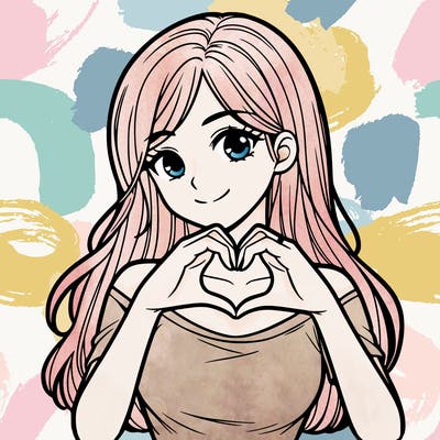 a pretty girl making a heart with her fingers
