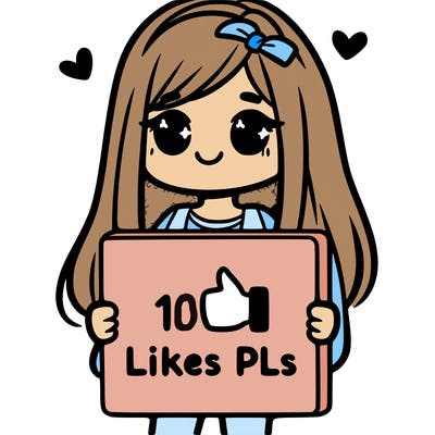 girl holding a sign saying 10 likes pls