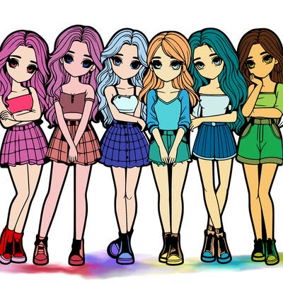 a group of girls realistic