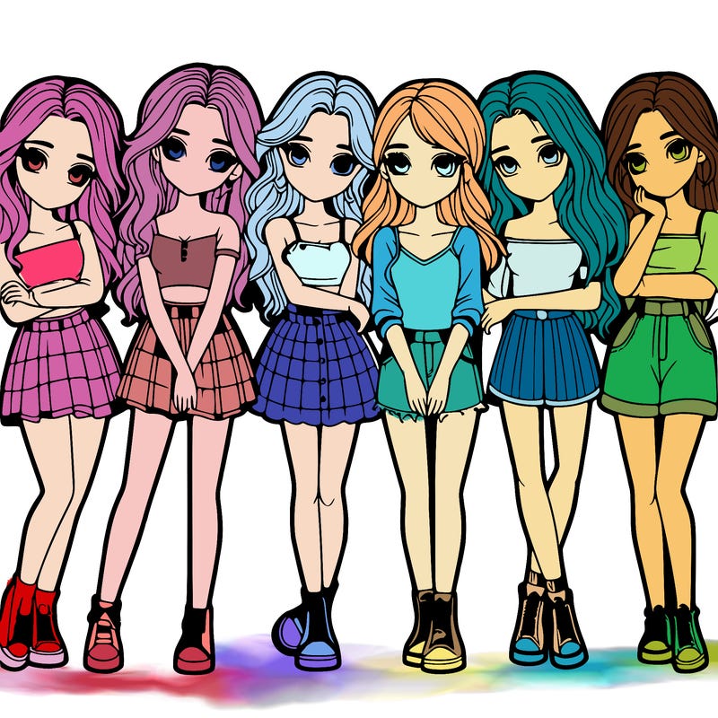 a group of girls realistic
