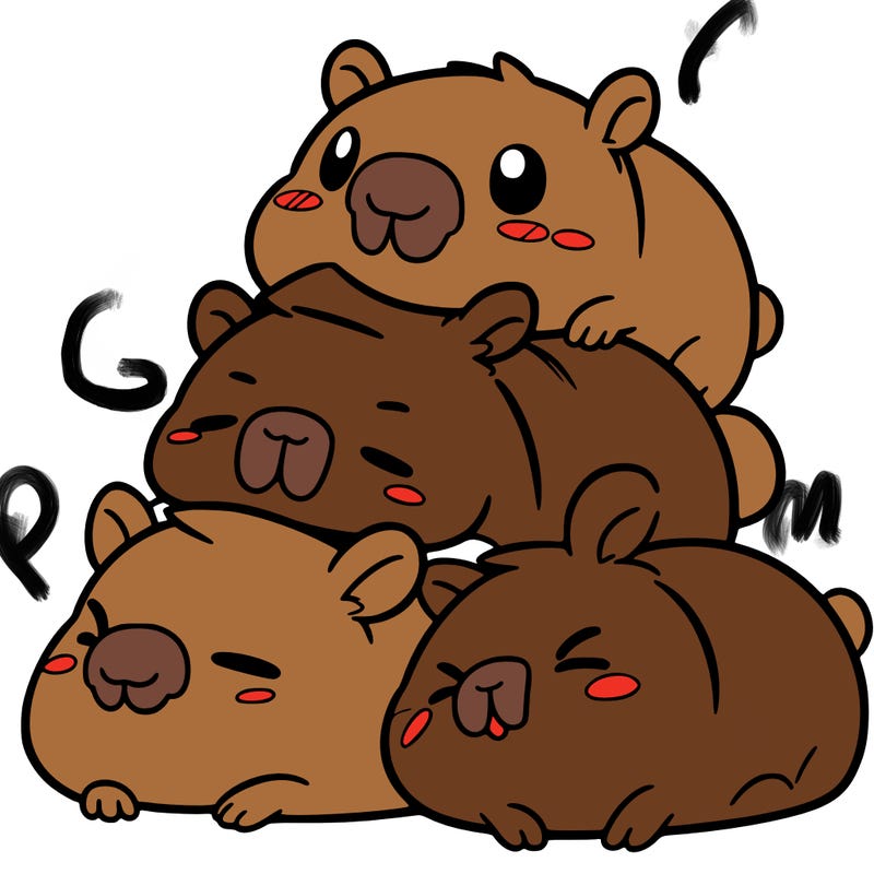 kawaii pile of capybara