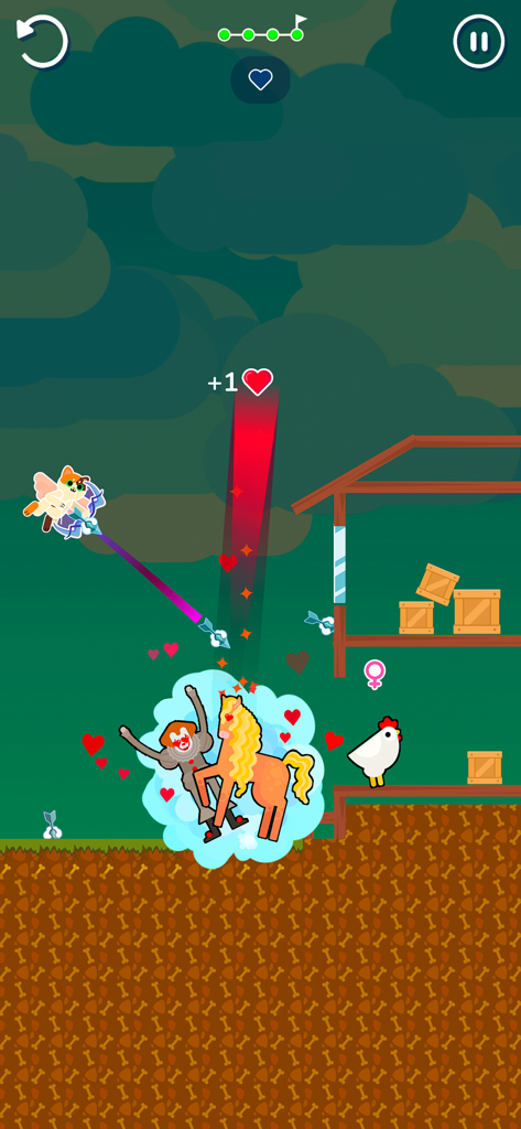 Love Archer 3D - Cat cupid character shooting a love arrow at a clown and a horse