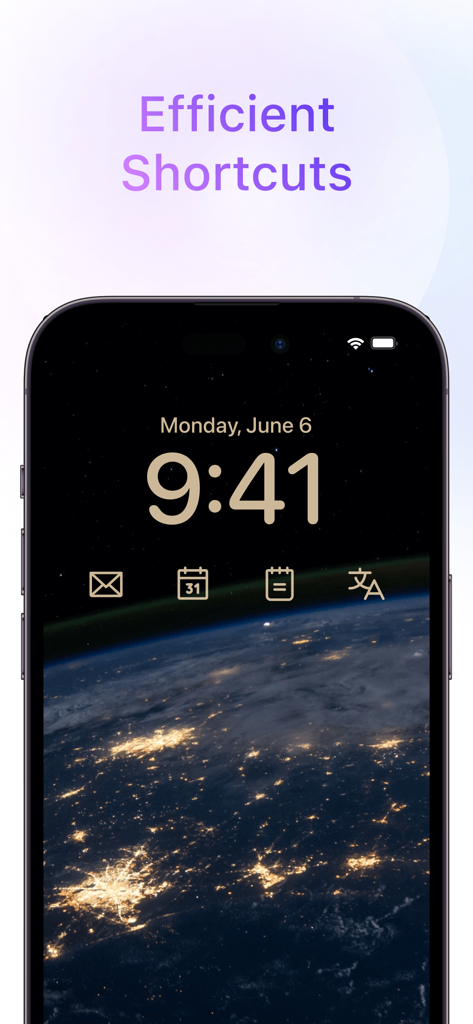 Application Lock Launcher affichant des raccourcis efficaces sur un écran de verrouillage iPhone