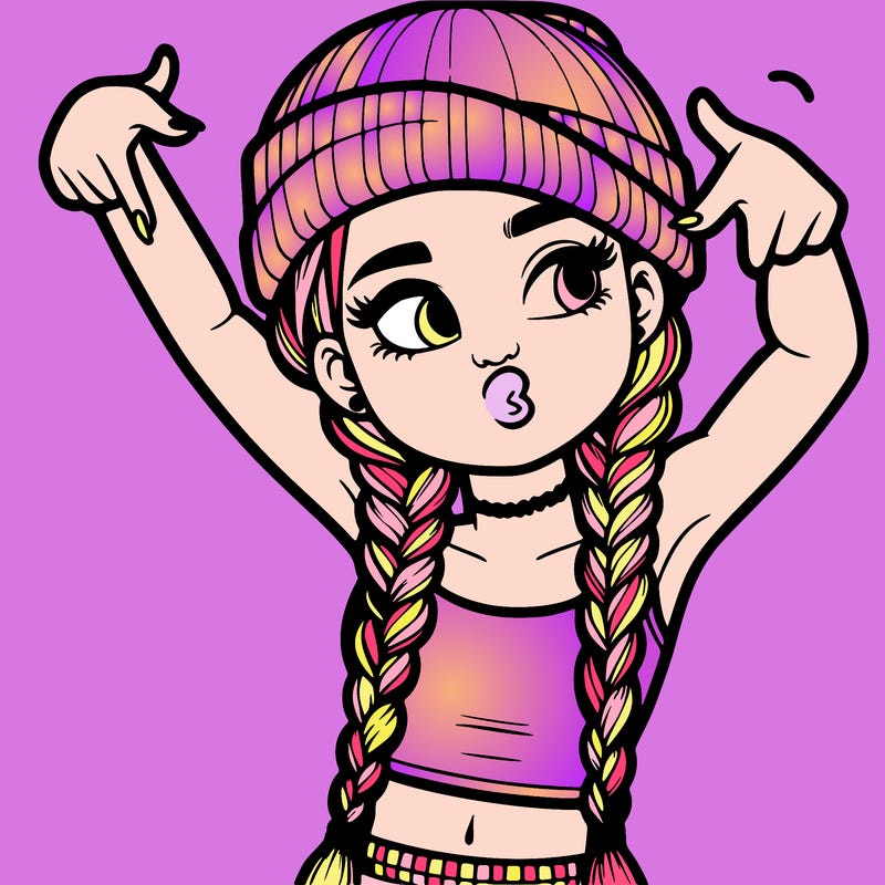 realistic teenage girl with braids and a beanie and crop top doing 🫶🏼