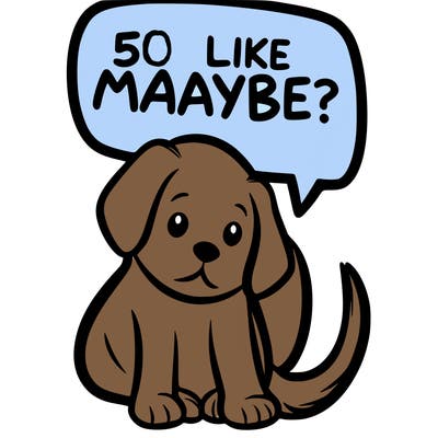 a puppy that says 5 like maybe