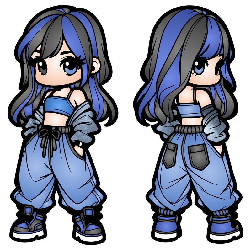 girl in crop top and baggy pants