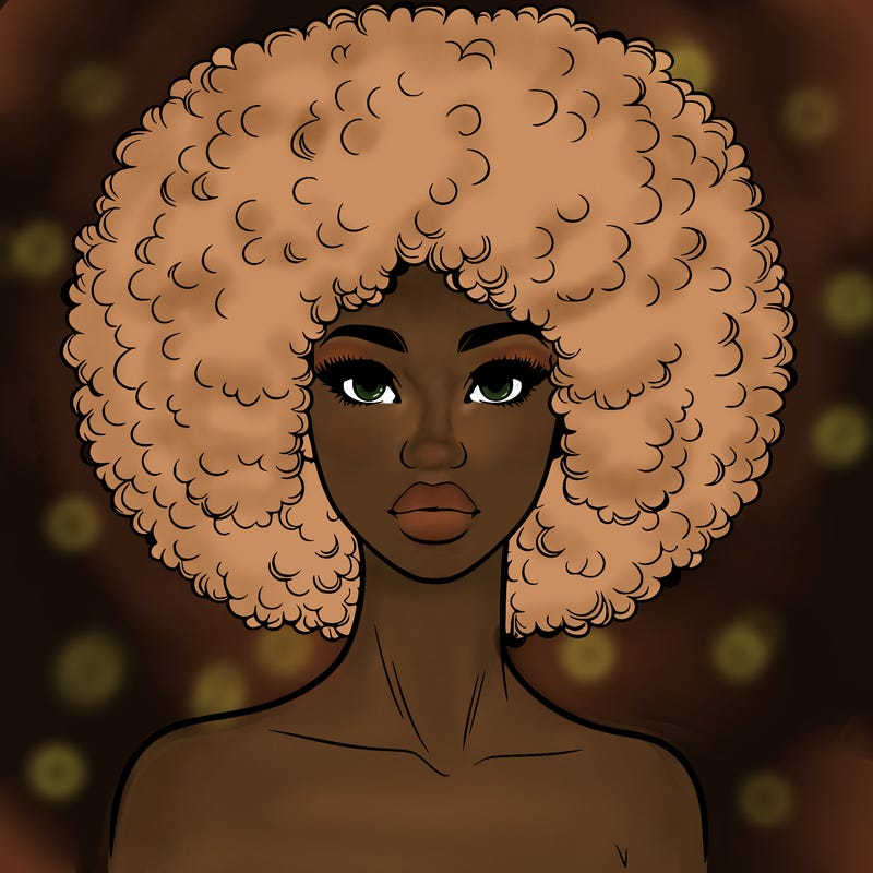 realistic lady with afro