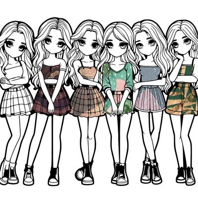 a group of girls realistic