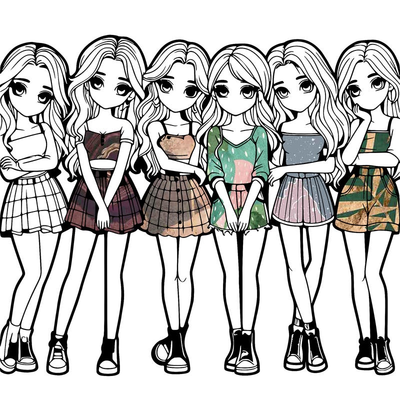 a group of girls realistic