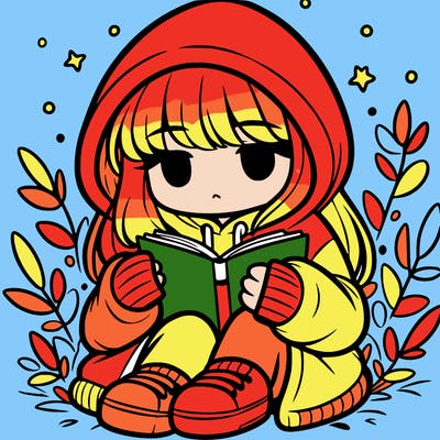 girl in oversized hoodie reading a book