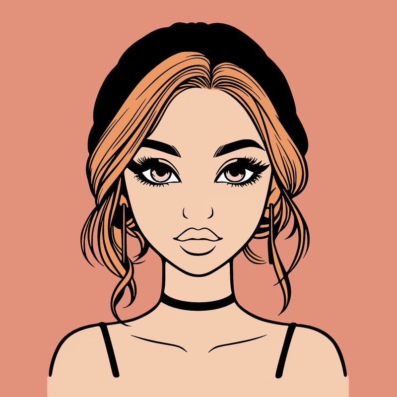 realistic girl with makeup on