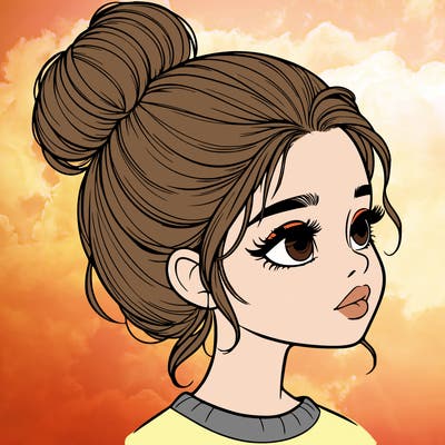 realistic girl with bun