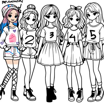 a group of five girls