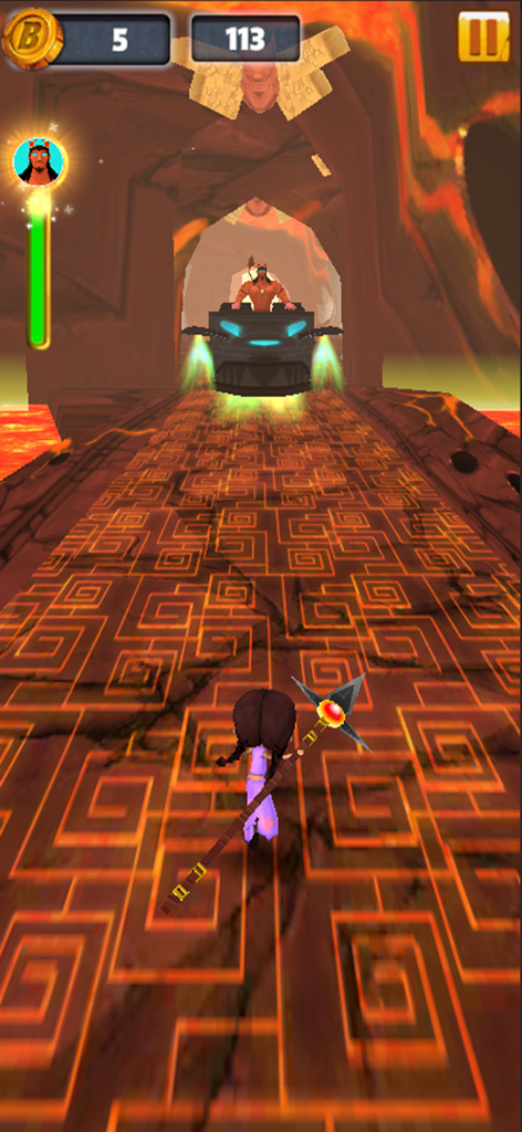 Chhota Bheem: Adventure Run - Gameplay of Chhota Bheem Adventure Run featuring Chutki running through a lava-filled temple level