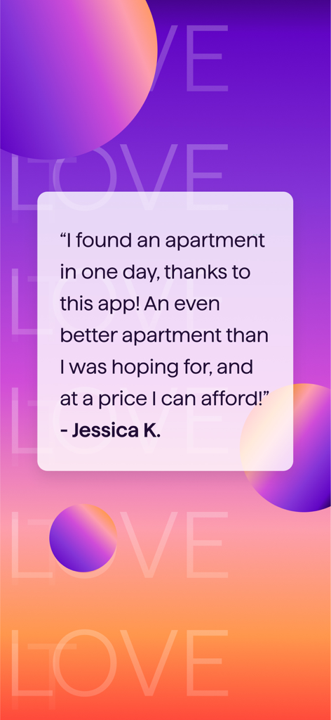 Avaliação positiva do usuário de Jessica K. sobre encontrar um apartamento acessível em um dia usando o aplicativo Apartment List.