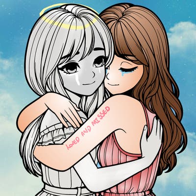 realistic girls hugging