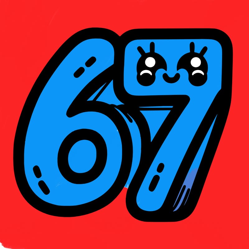 the numbers 67