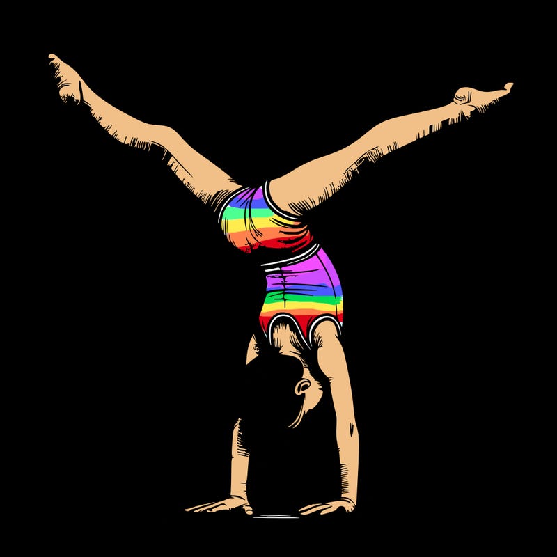 realistic gymnastic hand stand girl in four splits