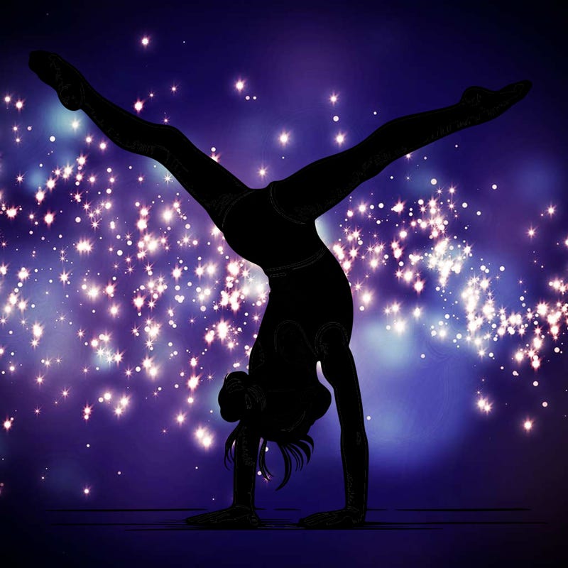 realistic gymnastic hand stand girl in four splits