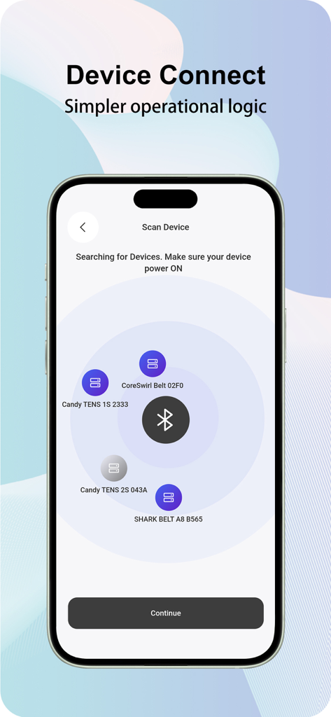 DOMAS - L'app DOMAS esegue la scansione di dispositivi medici Bluetooth come unità TENS e cinture
