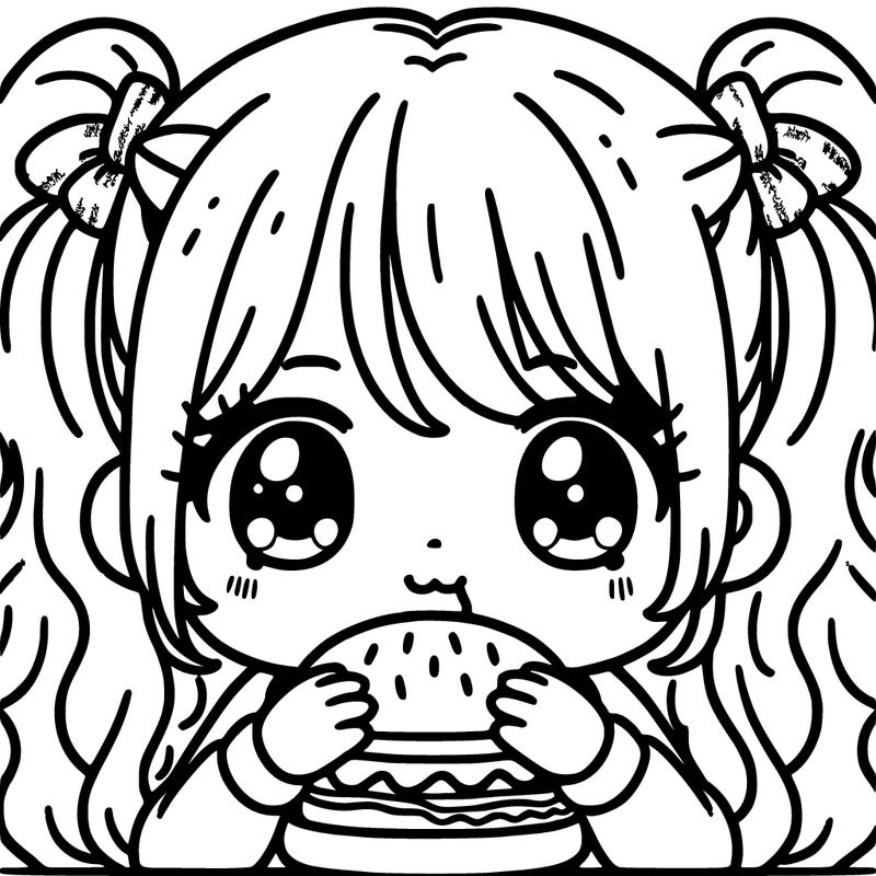 girl eating a hamburger