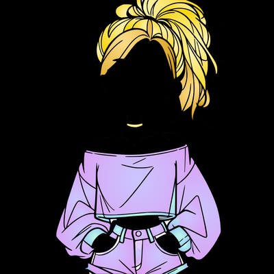 girl with a messy ponytail glasses a baggy crop top and jean shorts