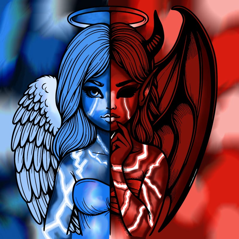 realistic angel half demon