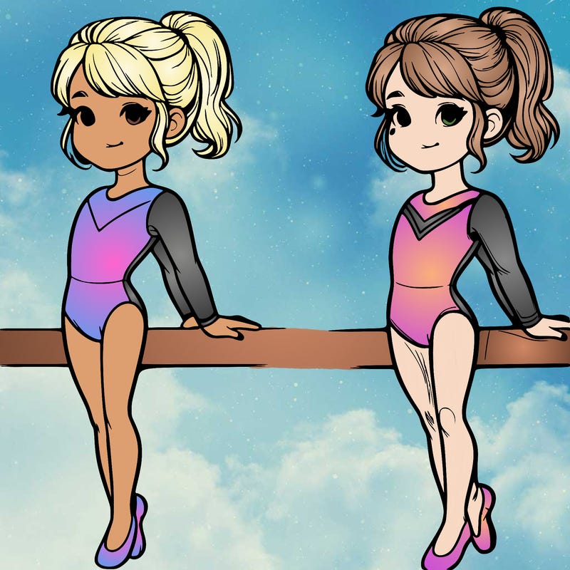 a realistic girl doing gymnastics wearing a leotard