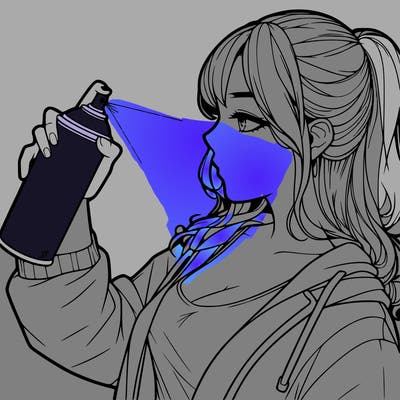 a realistic girl spray, painting