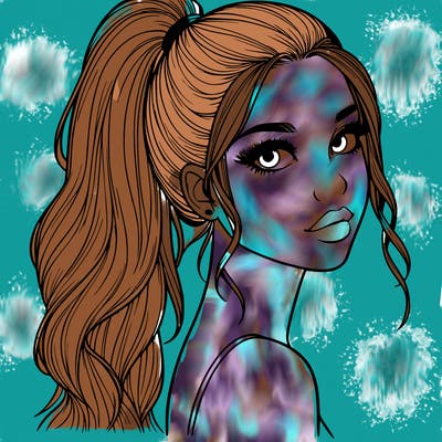 realistic pretty girl with high pony tail