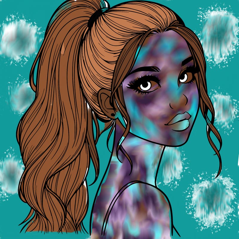 realistic pretty girl with high pony tail