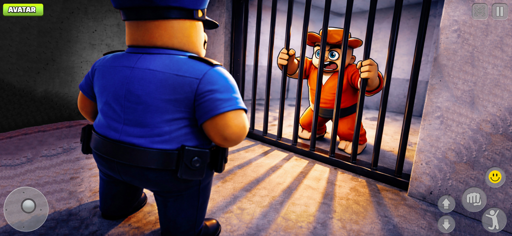 Urban Leap Parkour Run - A prisoner in an orange jumpsuit shouting at a police officer through cell bars in Urban Leap Parkour Run