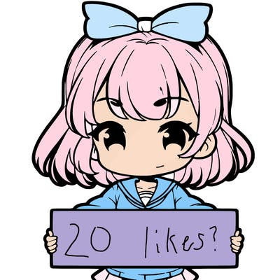 cute anime girl holding a sign