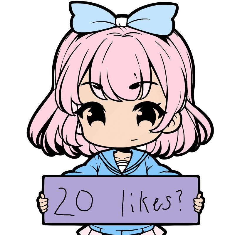 cute anime girl holding a sign