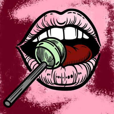lip with lollipop