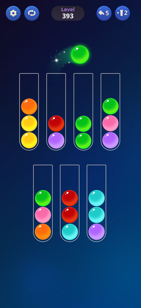 Ball Sort Puzzle: Color Bubble - Gameplay of Ball Sort Puzzle Color Bubble showing colored balls being sorted into glass tubes