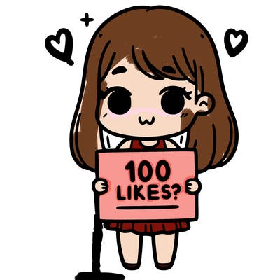 girl holding sign that says 100 likes?