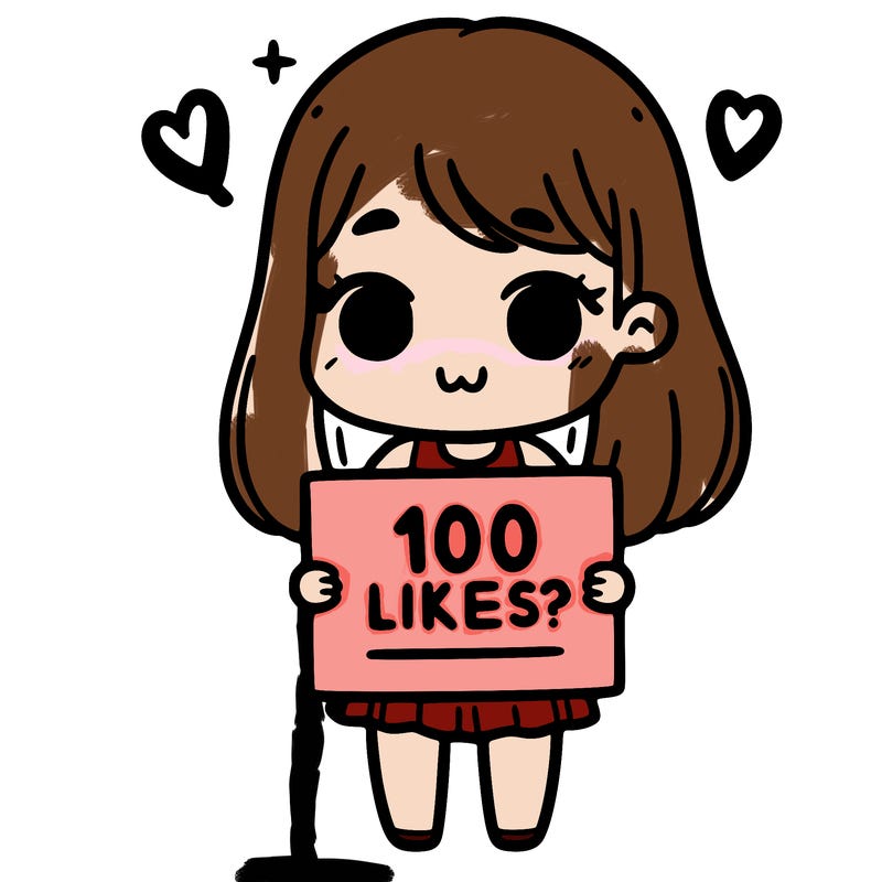 girl holding sign that says 100 likes?