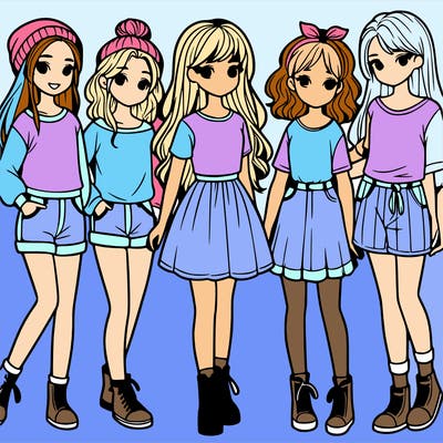 a group of five girls