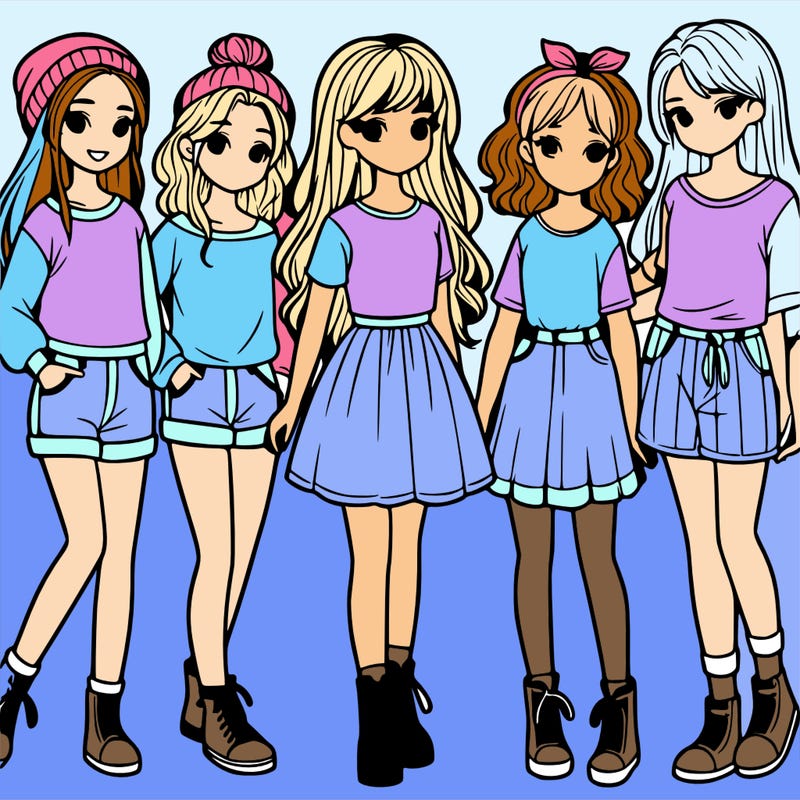 a group of five girls