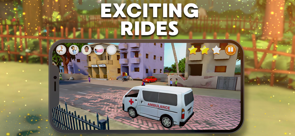 Meena Game 2 - Juego de Meena Game 2 que muestra un viaje en ambulancia en un entorno urbano 3D